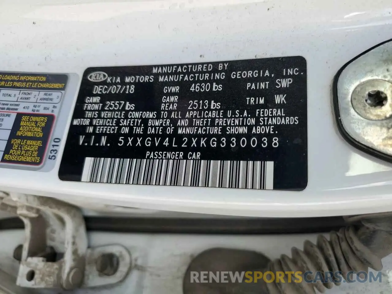 13 Фотография поврежденного автомобиля 5XXGV4L2XKG330038 KIA OPTIMA 2019