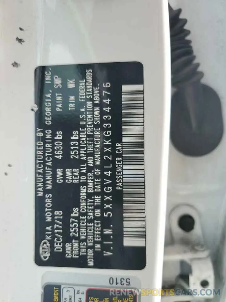 12 Photograph of a damaged car 5XXGV4L2XKG334476 KIA OPTIMA 2019