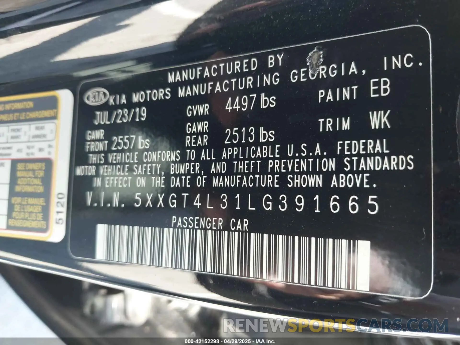 9 Photograph of a damaged car 5XXGT4L31LG391665 KIA OPTIMA 2020