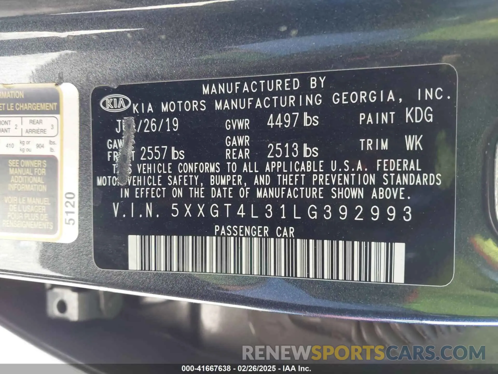9 Photograph of a damaged car 5XXGT4L31LG392993 KIA OPTIMA 2020