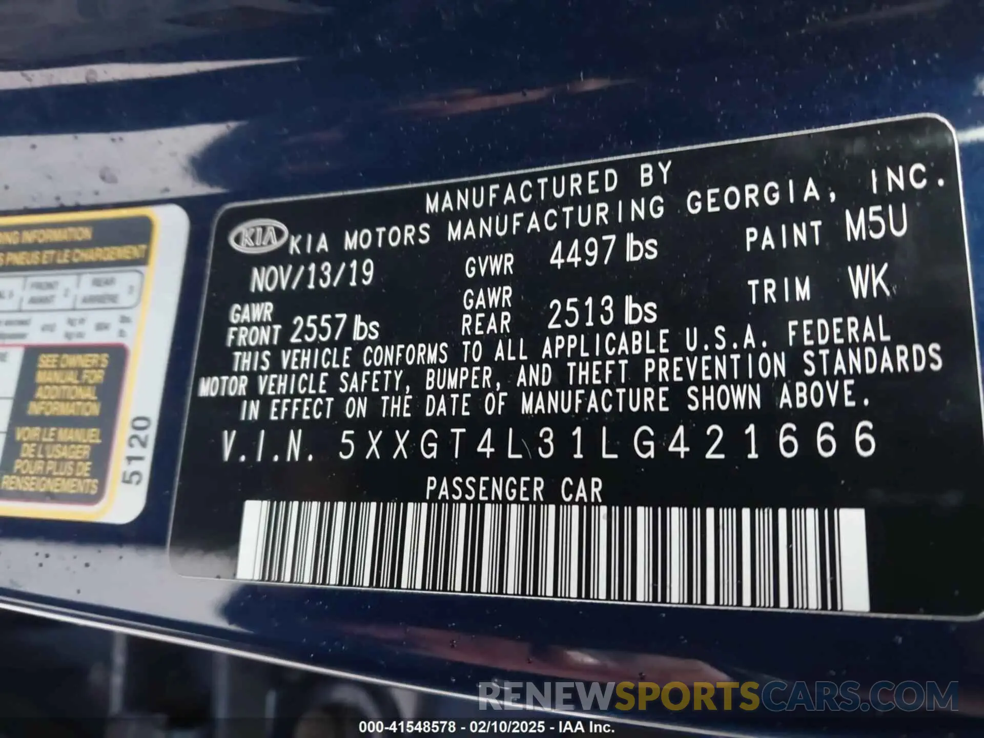 9 Photograph of a damaged car 5XXGT4L31LG421666 KIA OPTIMA 2020