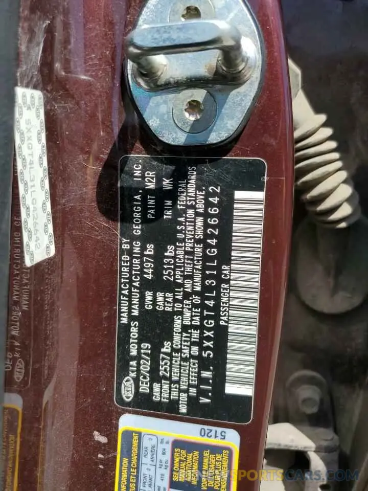 12 Фотография поврежденного автомобиля 5XXGT4L31LG426642 KIA OPTIMA 2020