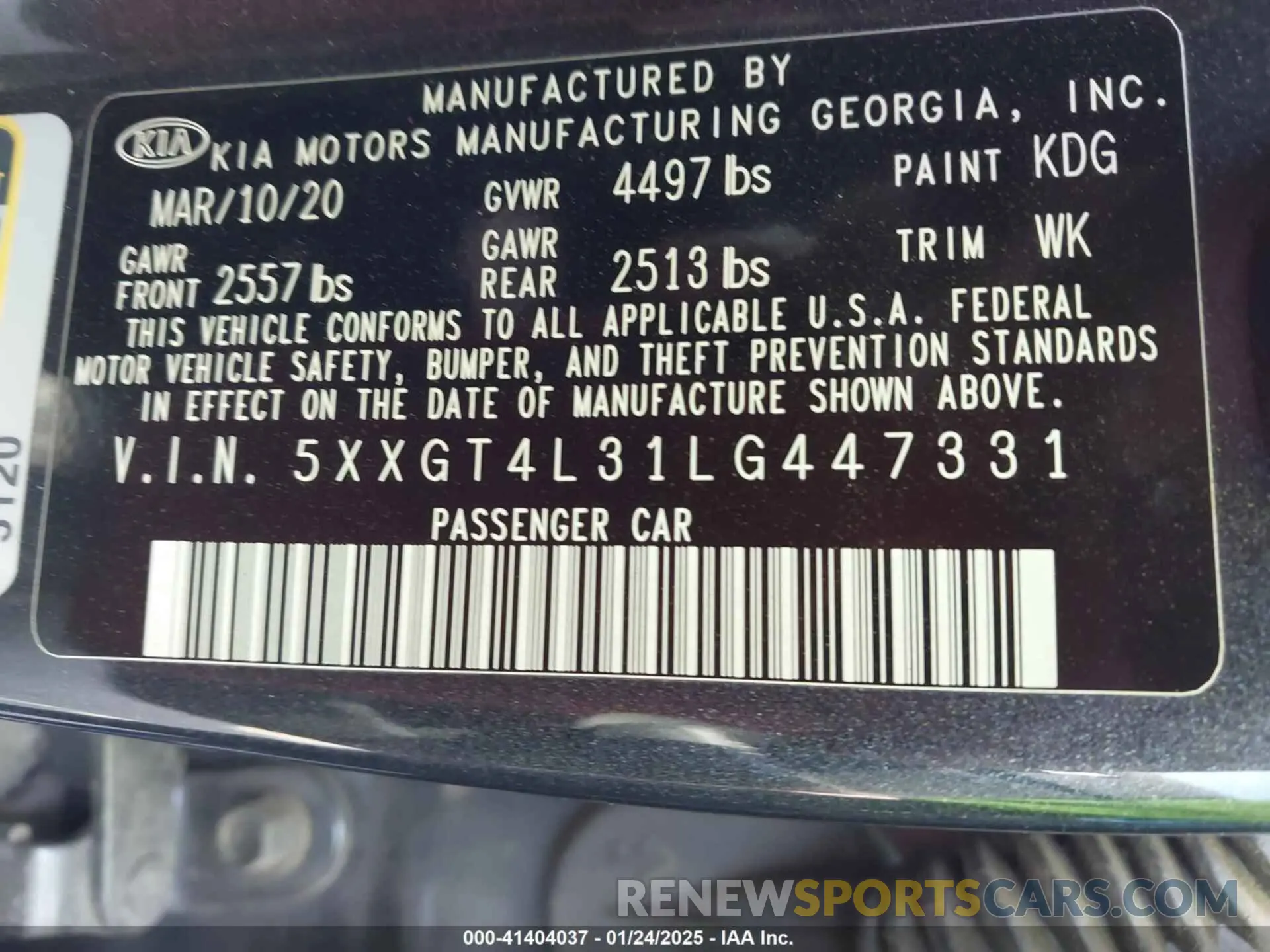 9 Фотография поврежденного автомобиля 5XXGT4L31LG447331 KIA OPTIMA 2020
