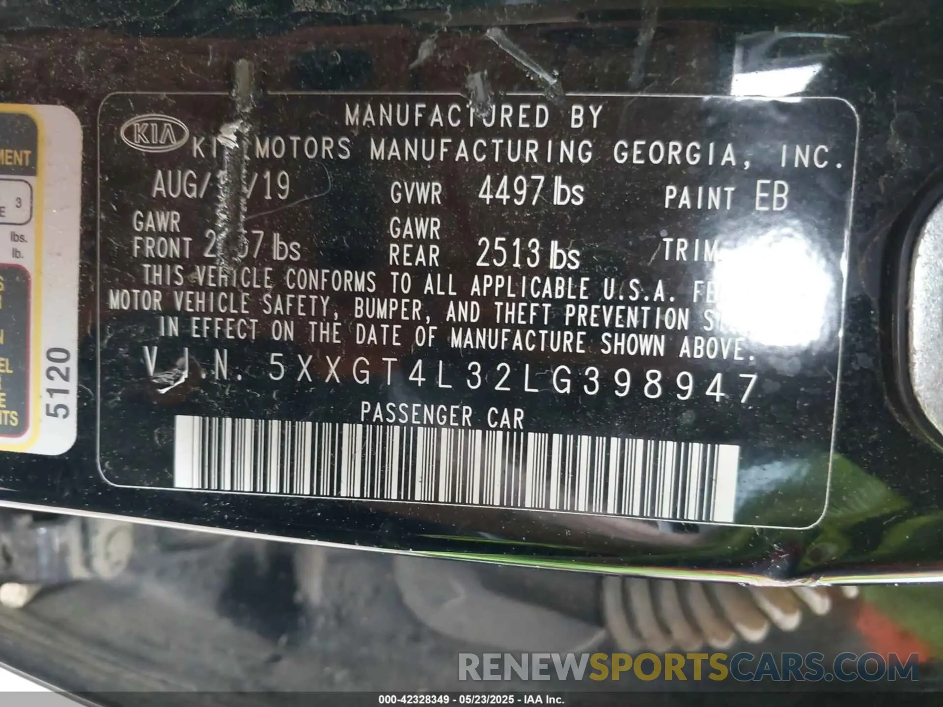 9 Photograph of a damaged car 5XXGT4L32LG398947 KIA OPTIMA 2020