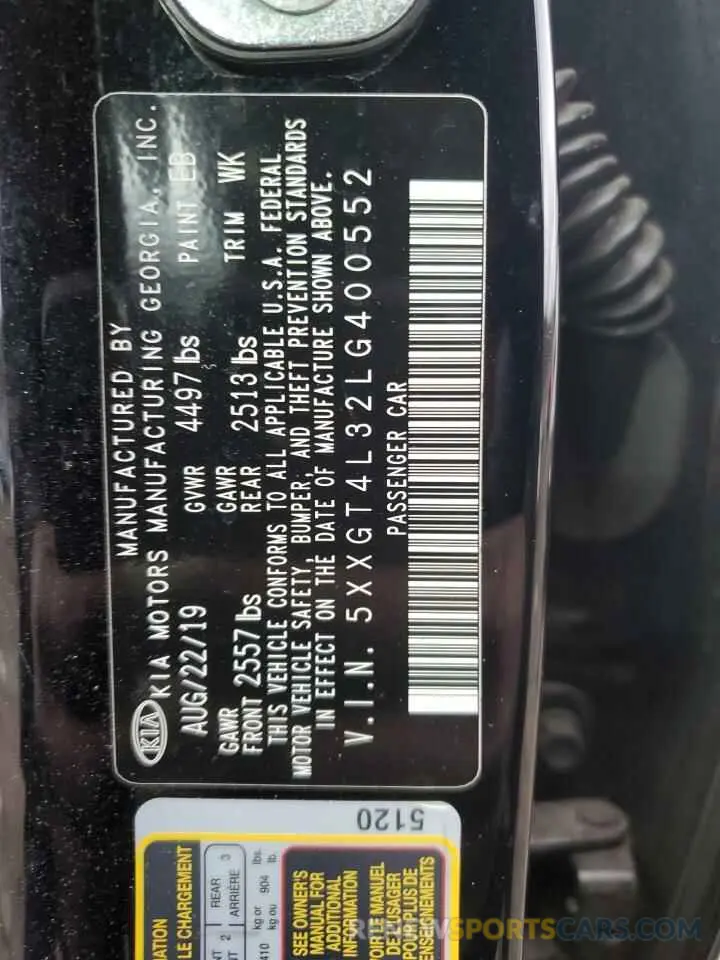 12 Фотография поврежденного автомобиля 5XXGT4L32LG400552 KIA OPTIMA 2020
