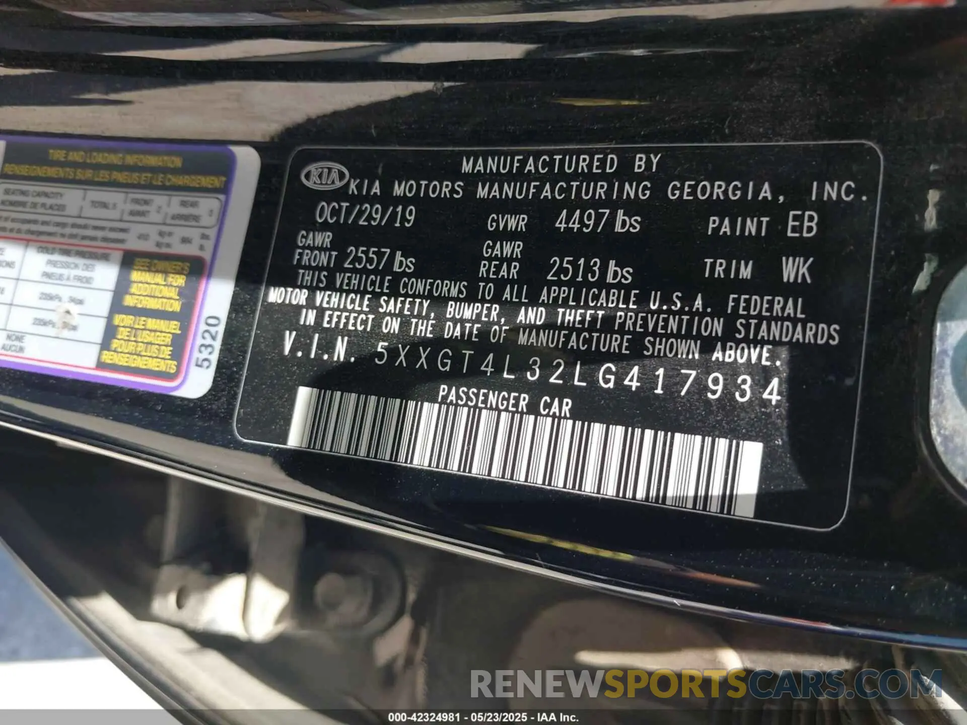 9 Фотография поврежденного автомобиля 5XXGT4L32LG417934 KIA OPTIMA 2020
