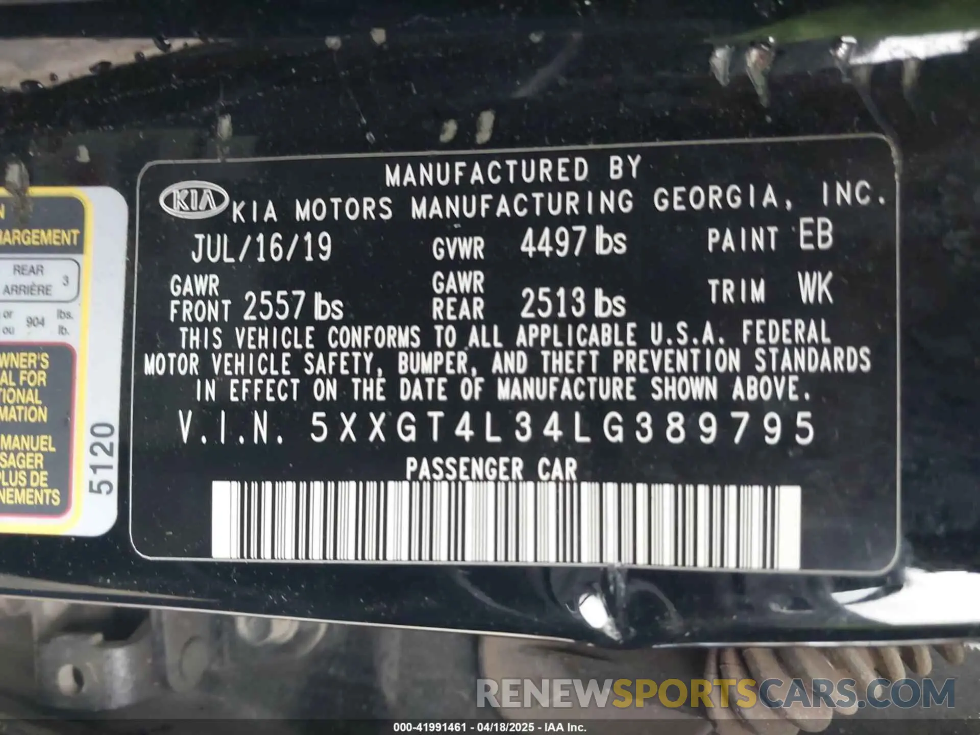 9 Фотография поврежденного автомобиля 5XXGT4L34LG389795 KIA OPTIMA 2020