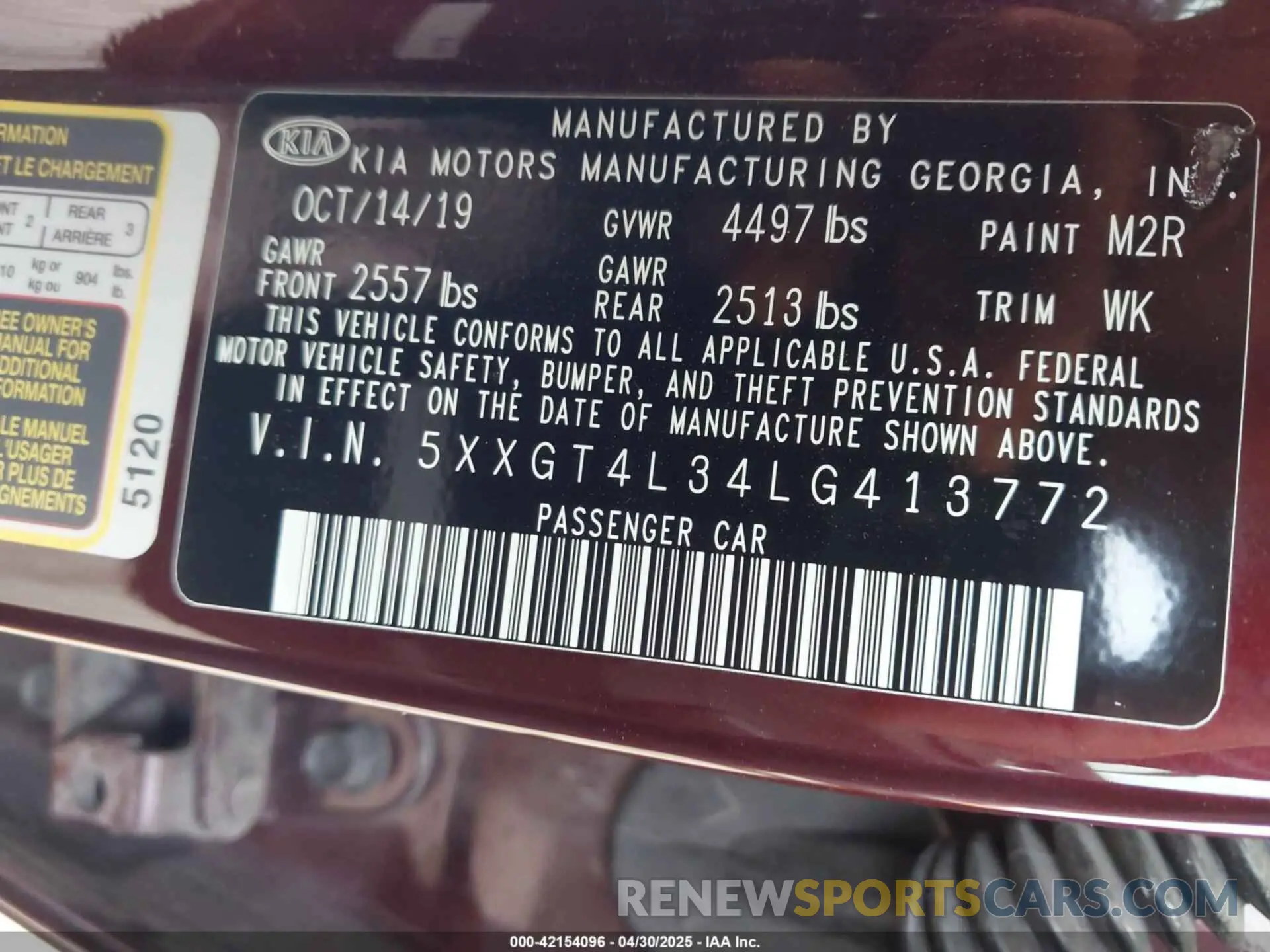 9 Фотография поврежденного автомобиля 5XXGT4L34LG413772 KIA OPTIMA 2020