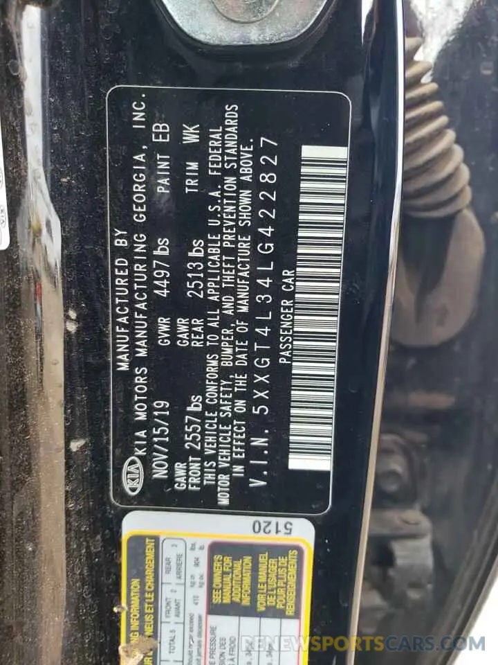 12 Photograph of a damaged car 5XXGT4L34LG422827 KIA OPTIMA 2020