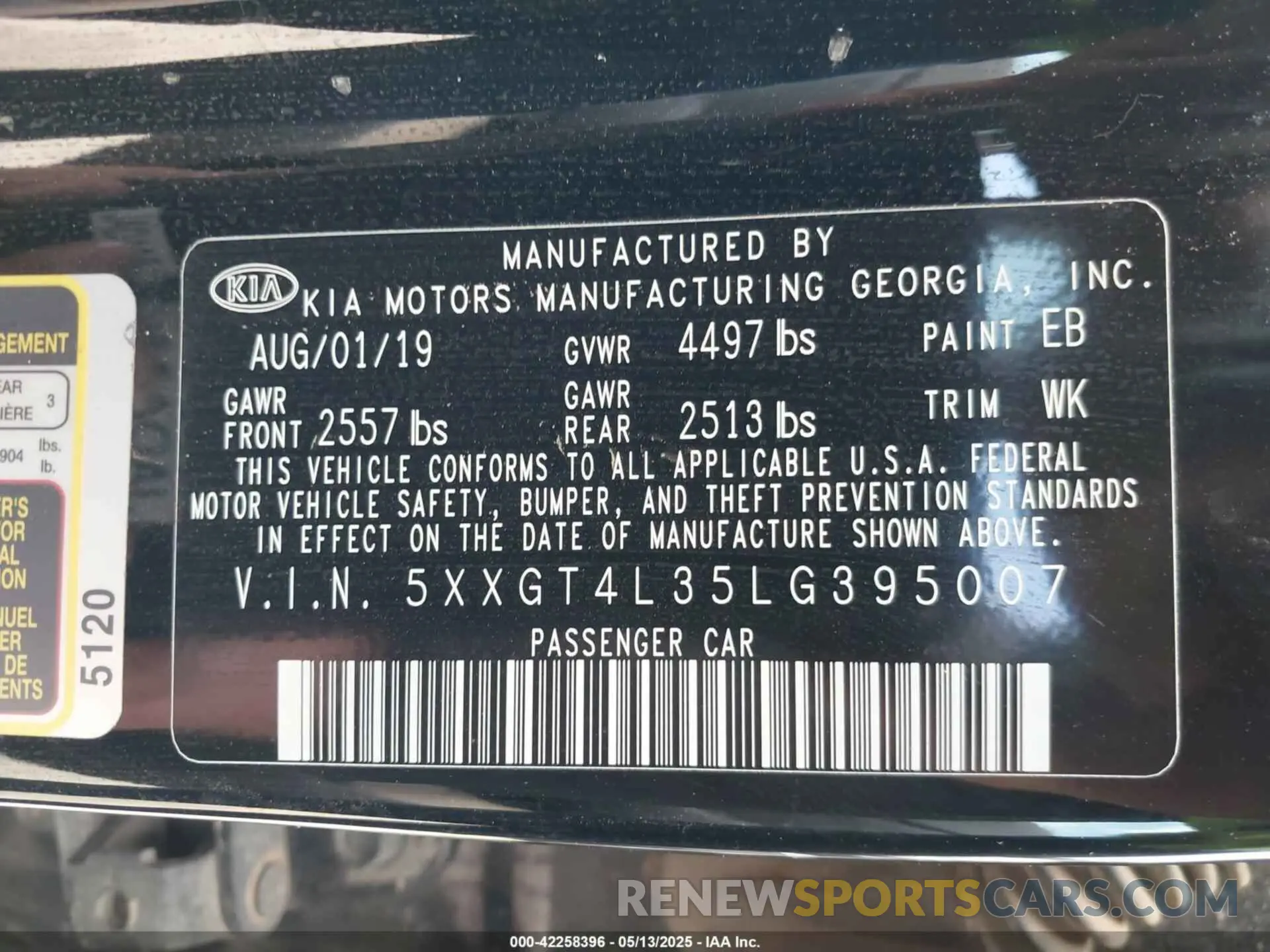 9 Фотография поврежденного автомобиля 5XXGT4L35LG395007 KIA OPTIMA 2020