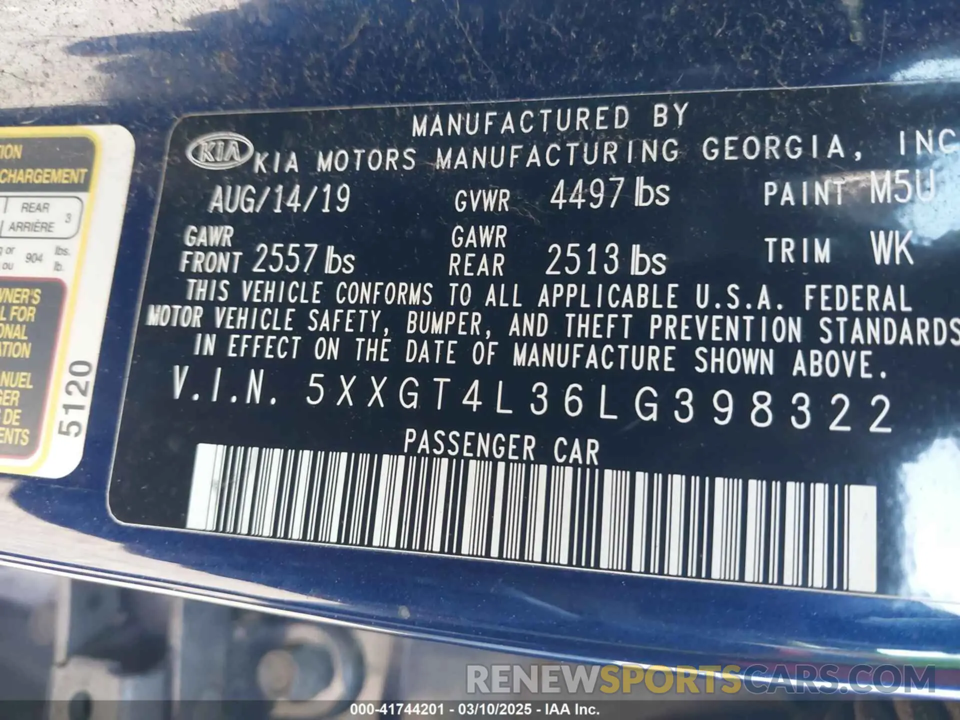 9 Фотография поврежденного автомобиля 5XXGT4L36LG398322 KIA OPTIMA 2020