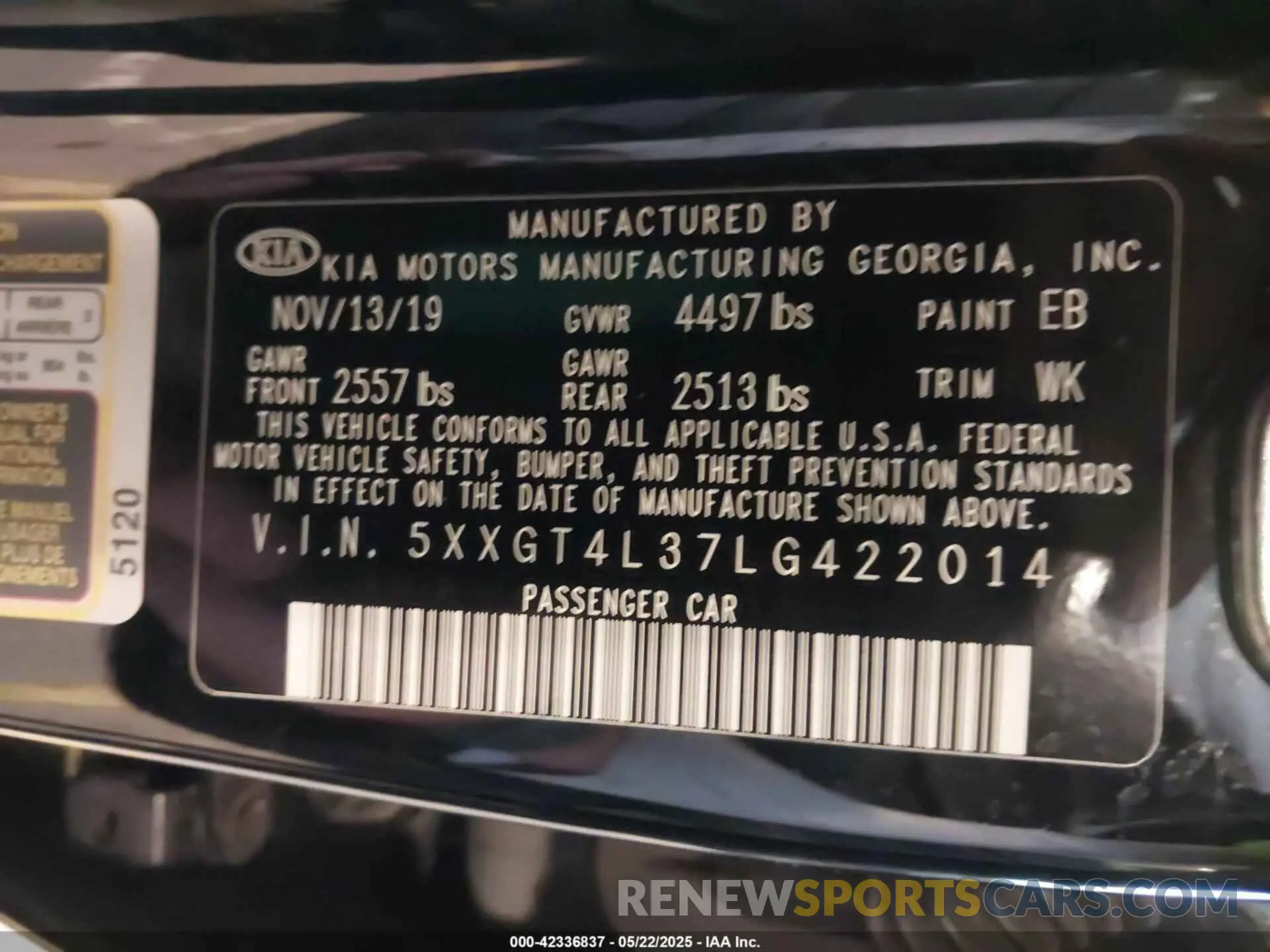 9 Фотография поврежденного автомобиля 5XXGT4L37LG422014 KIA OPTIMA 2020