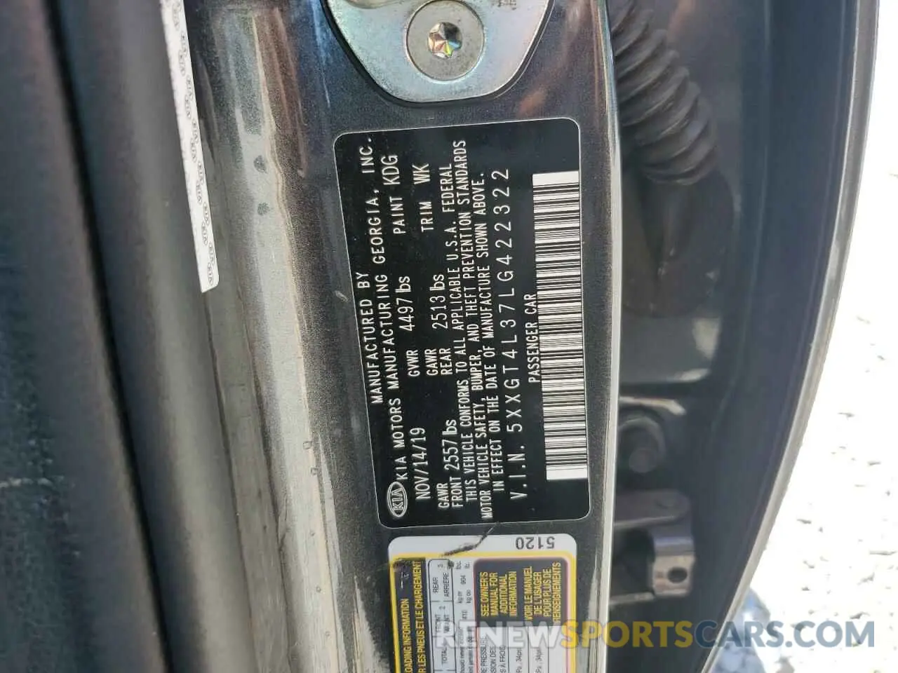 13 Photograph of a damaged car 5XXGT4L37LG422322 KIA OPTIMA 2020
