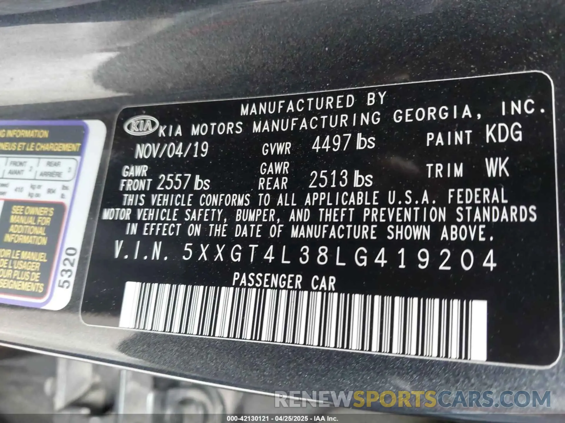 9 Фотография поврежденного автомобиля 5XXGT4L38LG419204 KIA OPTIMA 2020