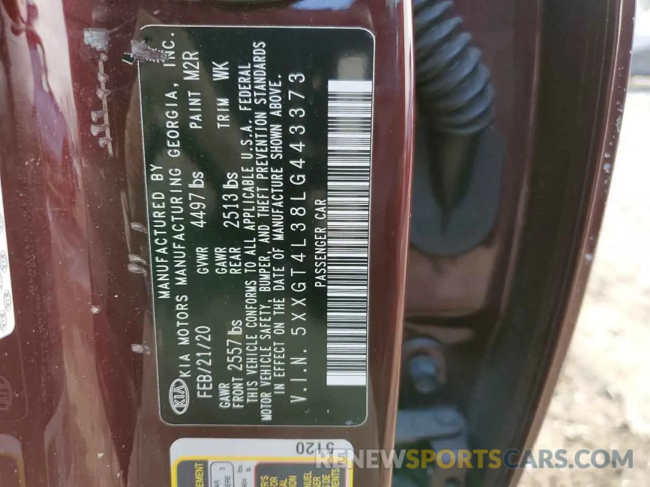 14 Photograph of a damaged car 5XXGT4L38LG443373 KIA OPTIMA 2020