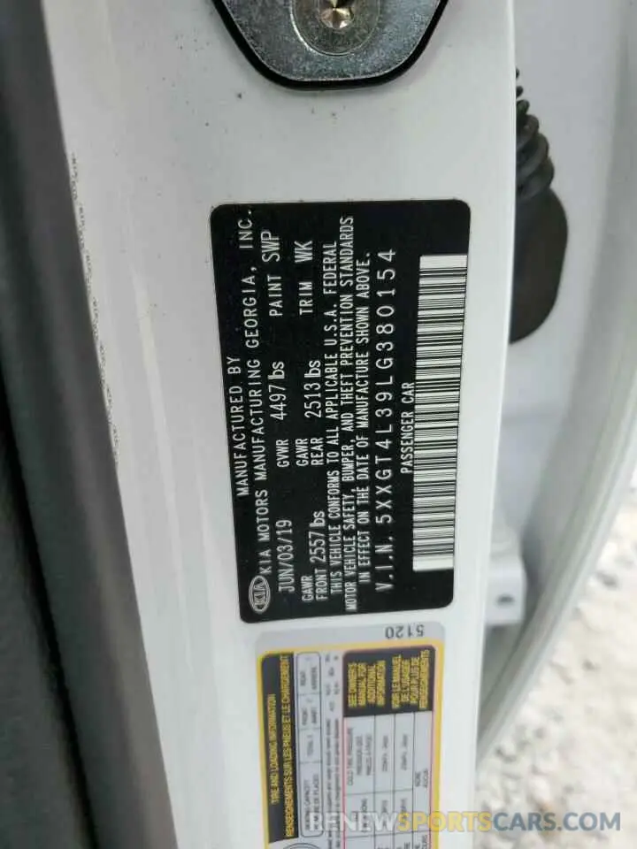 12 Фотография поврежденного автомобиля 5XXGT4L39LG380154 KIA OPTIMA 2020