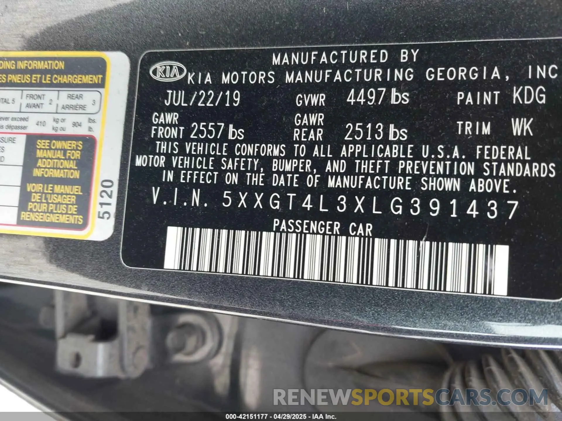 9 Фотография поврежденного автомобиля 5XXGT4L3XLG391437 KIA OPTIMA 2020