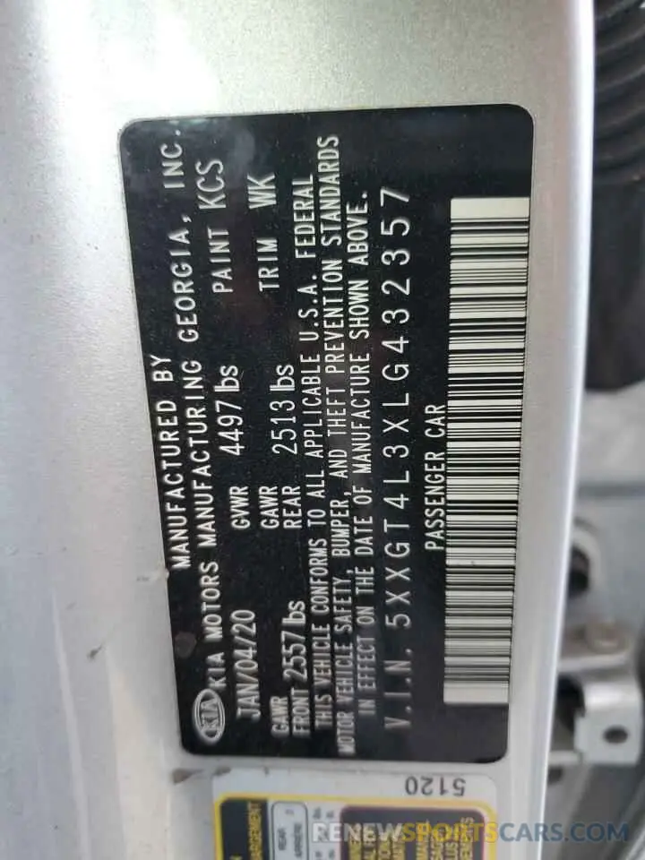 12 Фотография поврежденного автомобиля 5XXGT4L3XLG432357 KIA OPTIMA 2020