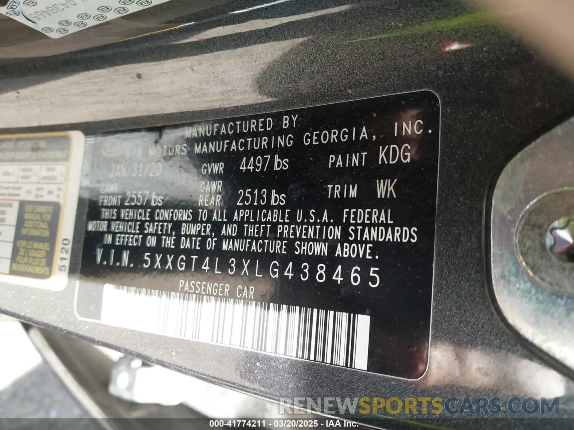 9 Фотография поврежденного автомобиля 5XXGT4L3XLG438465 KIA OPTIMA 2020