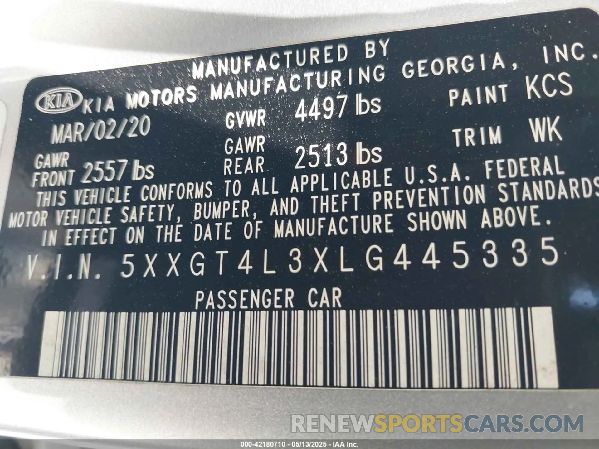 9 Фотография поврежденного автомобиля 5XXGT4L3XLG445335 KIA OPTIMA 2020