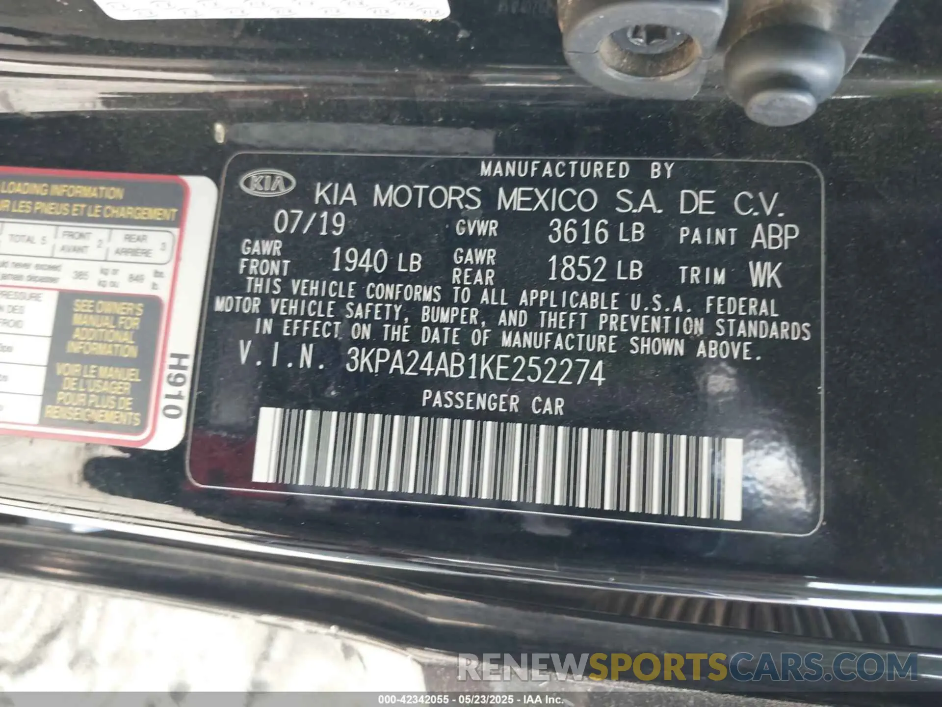 9 Фотография поврежденного автомобиля 3KPA24AB1KE252274 KIA RIO 2019