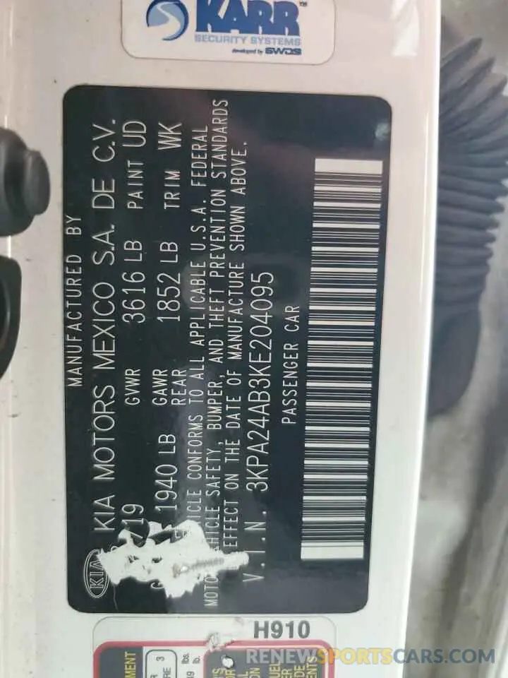 14 Photograph of a damaged car 3KPA24AB3KE204095 KIA RIO 2019