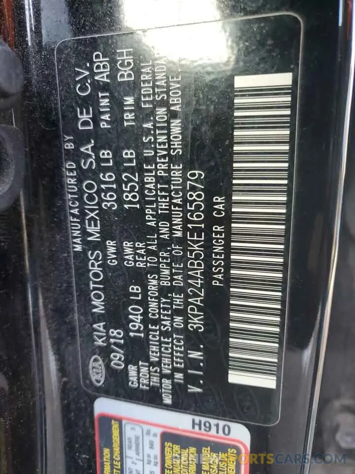 12 Photograph of a damaged car 3KPA24AB5KE165879 KIA RIO 2019