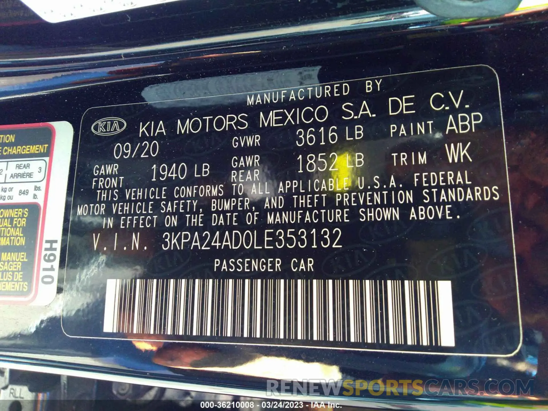 9 Photograph of a damaged car 3KPA24AD0LE353132 KIA RIO 2020