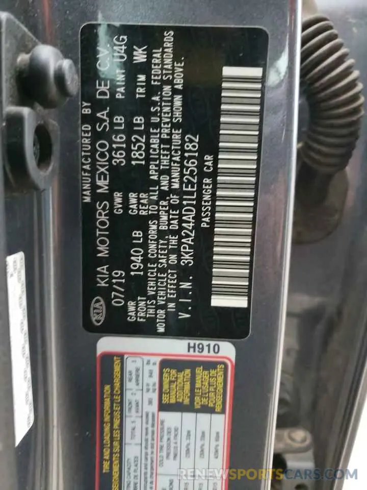 12 Photograph of a damaged car 3KPA24AD1LE256182 KIA RIO 2020