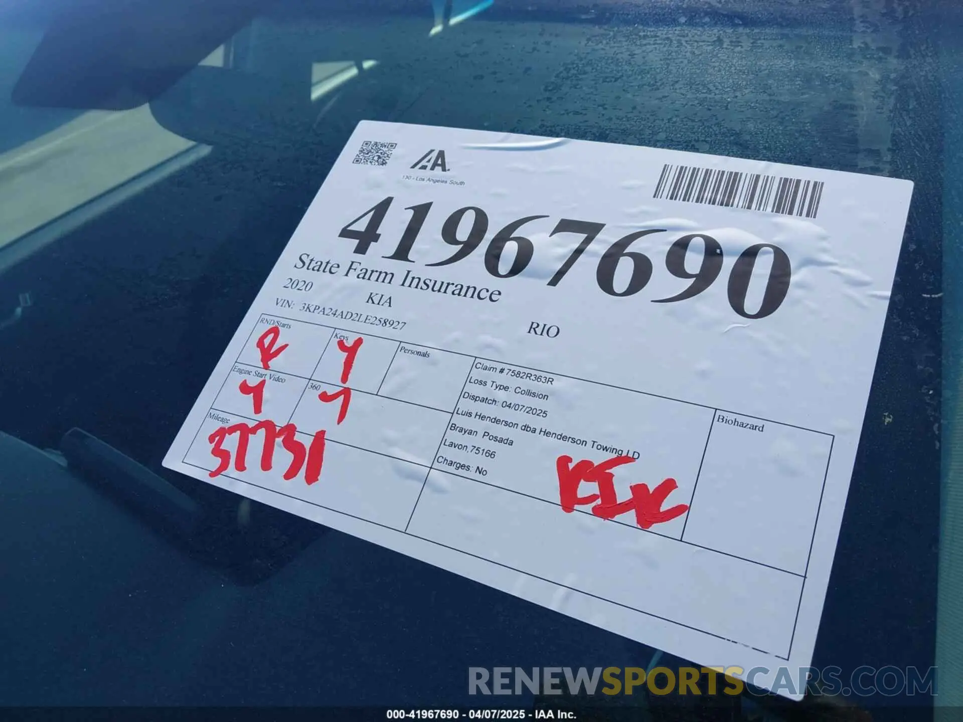 17 Фотография поврежденного автомобиля 3KPA24AD2LE258927 KIA RIO 2020