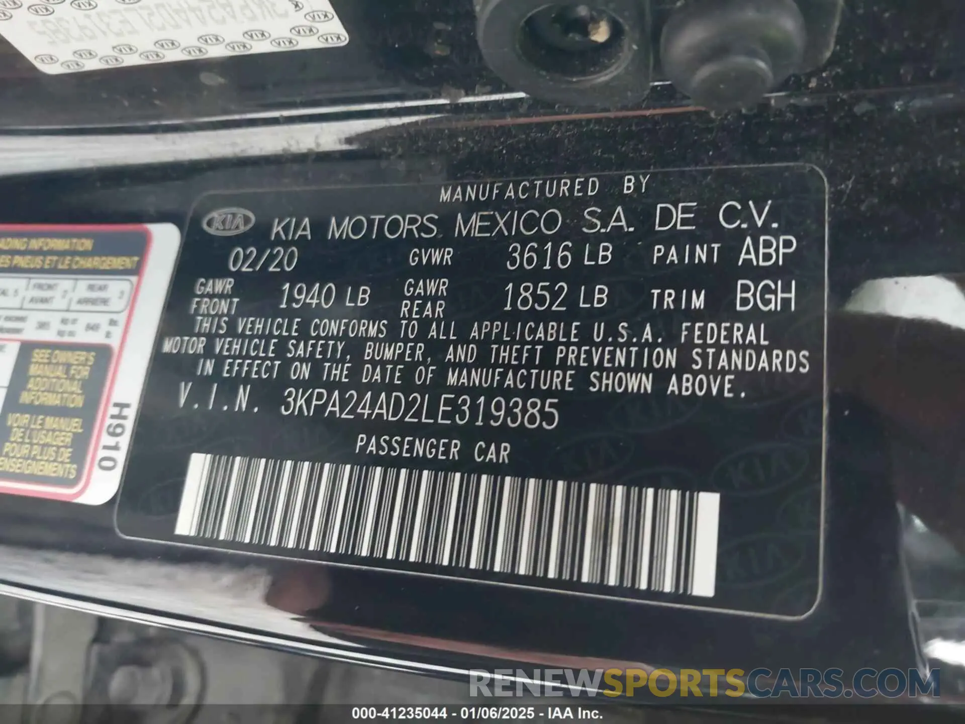9 Photograph of a damaged car 3KPA24AD2LE319385 KIA RIO 2020