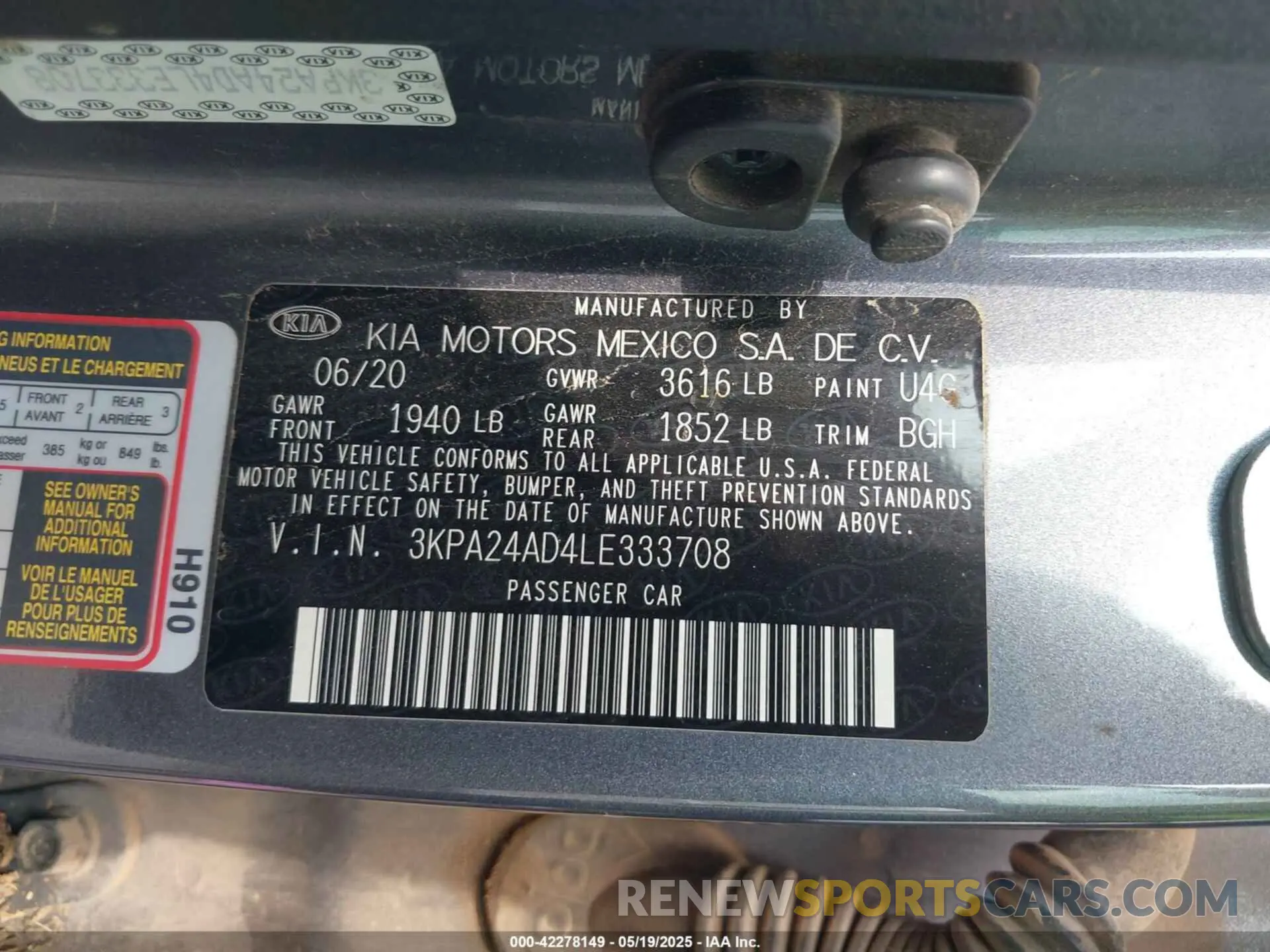 9 Photograph of a damaged car 3KPA24AD4LE333708 KIA RIO 2020