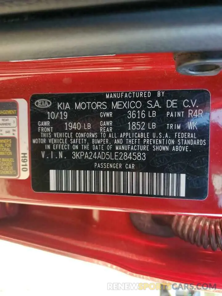 14 Photograph of a damaged car 3KPA24AD5LE284583 KIA RIO 2020