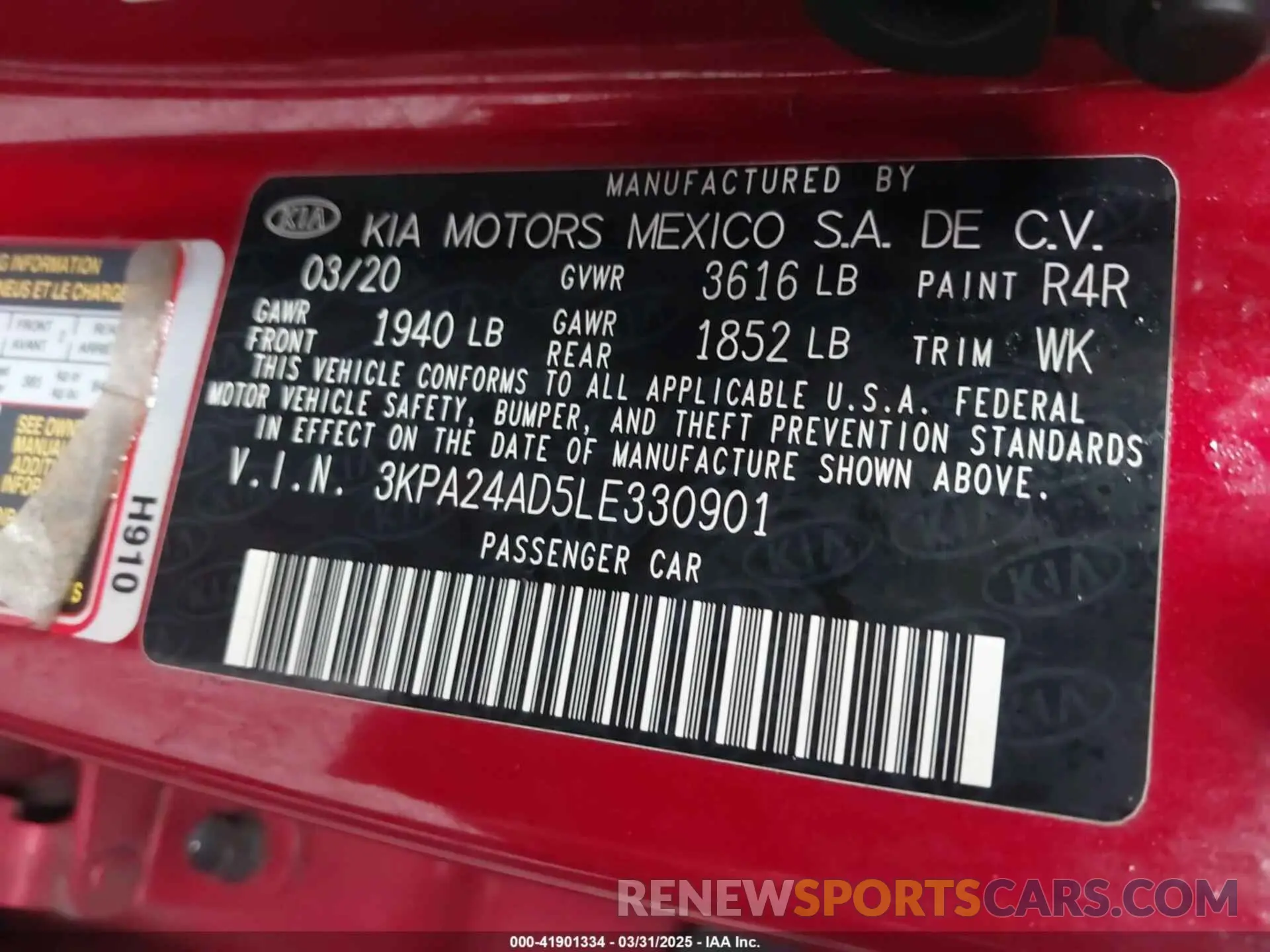 9 Фотография поврежденного автомобиля 3KPA24AD5LE330901 KIA RIO 2020