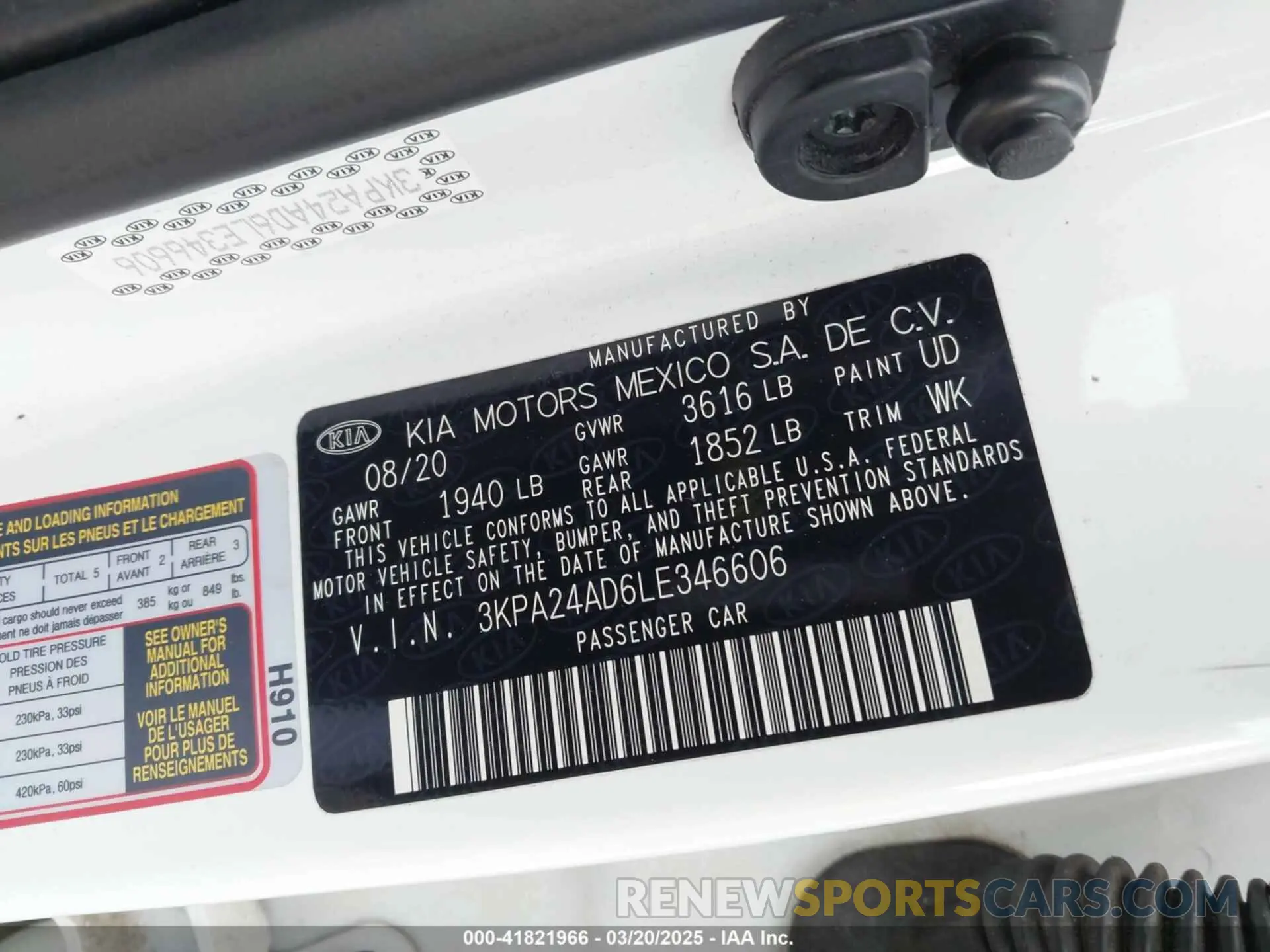 9 Фотография поврежденного автомобиля 3KPA24AD6LE346606 KIA RIO 2020