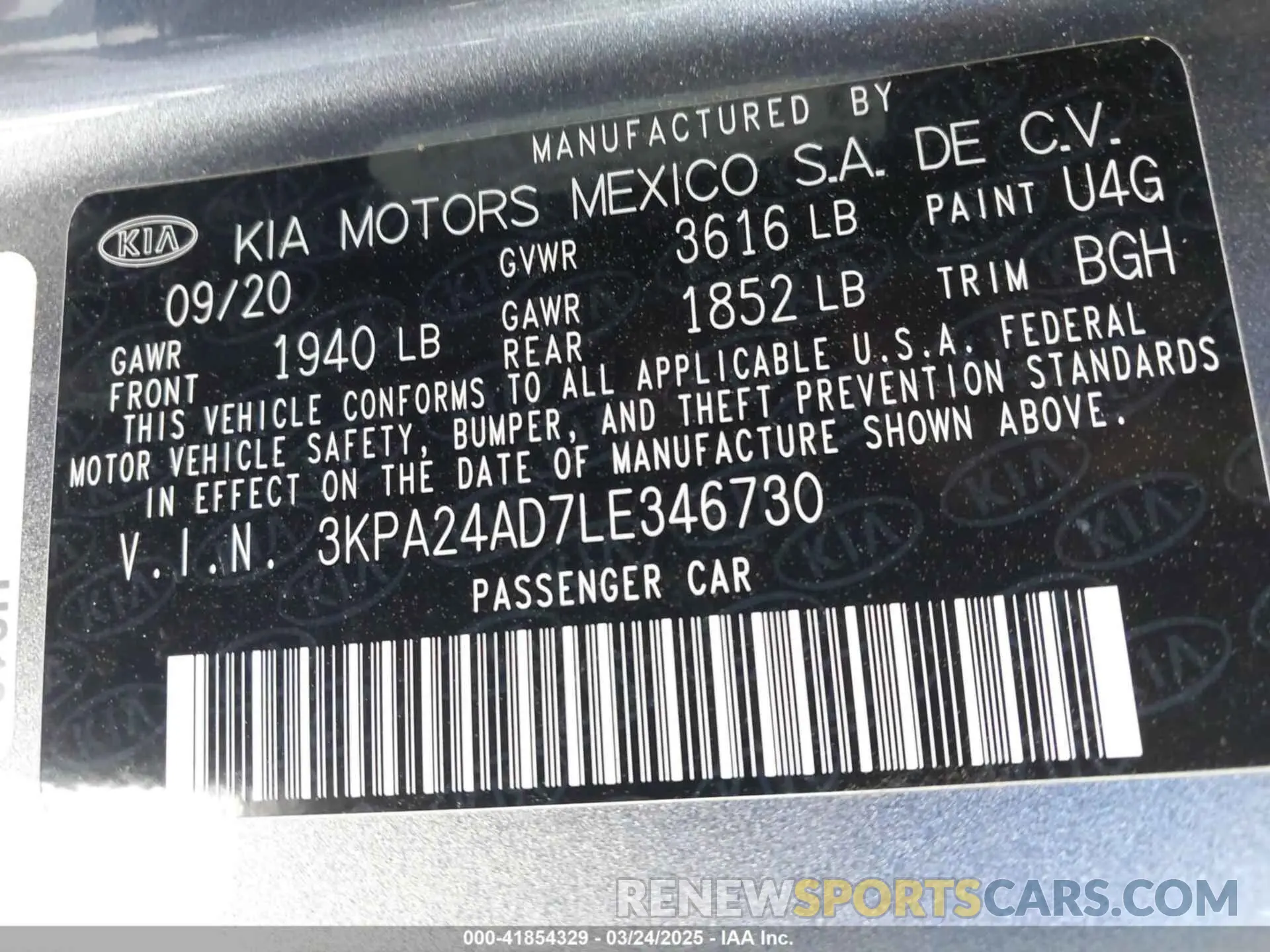 9 Фотография поврежденного автомобиля 3KPA24AD7LE346730 KIA RIO 2020