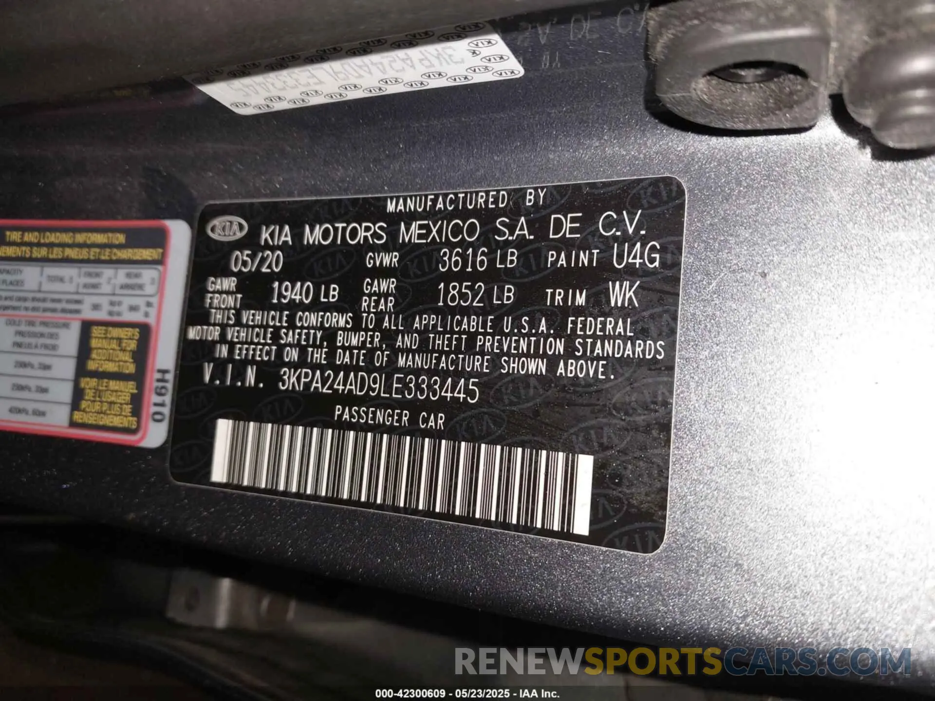 9 Фотография поврежденного автомобиля 3KPA24AD9LE333445 KIA RIO 2020