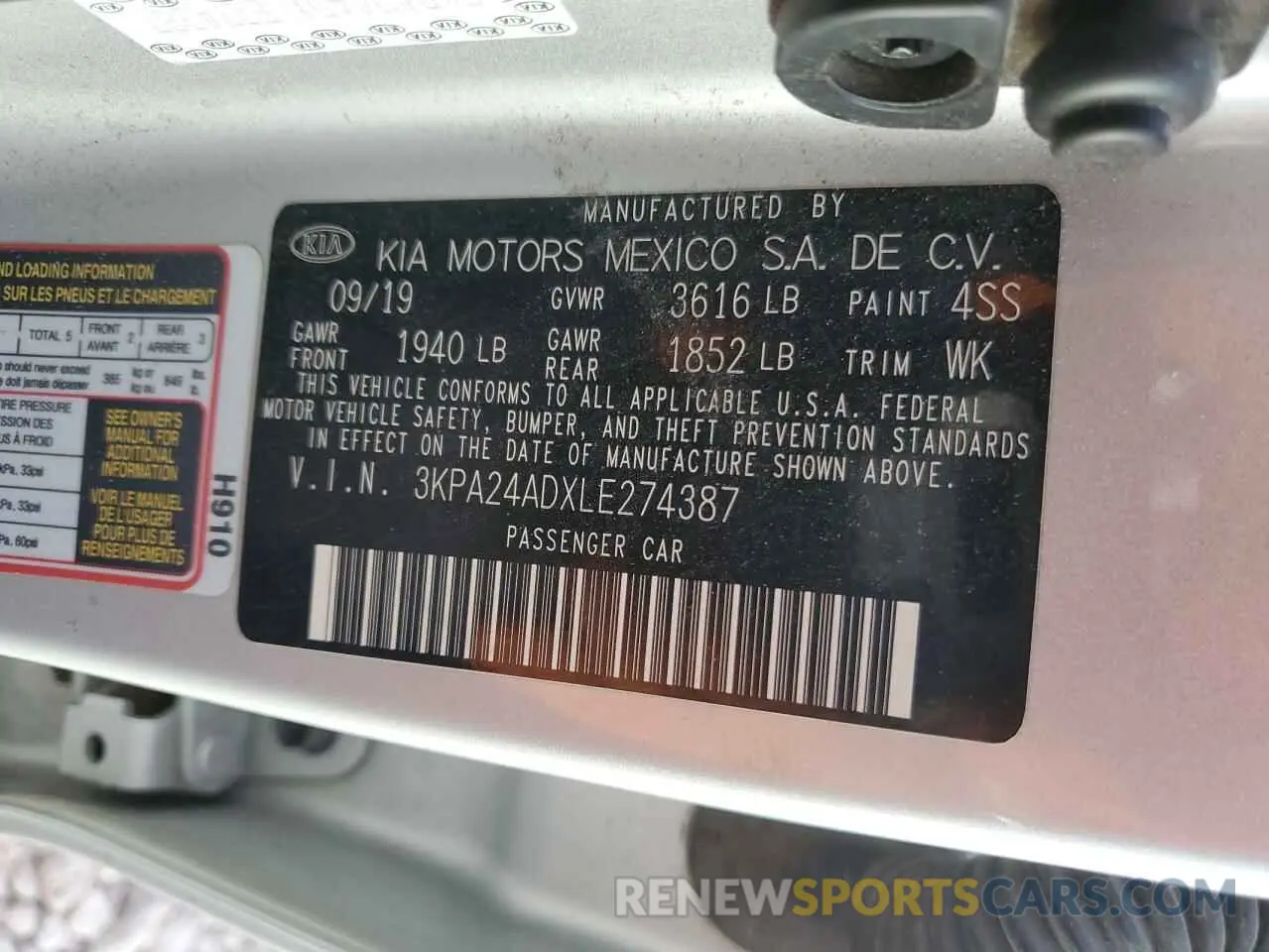 13 Photograph of a damaged car 3KPA24ADXLE274387 KIA RIO 2020
