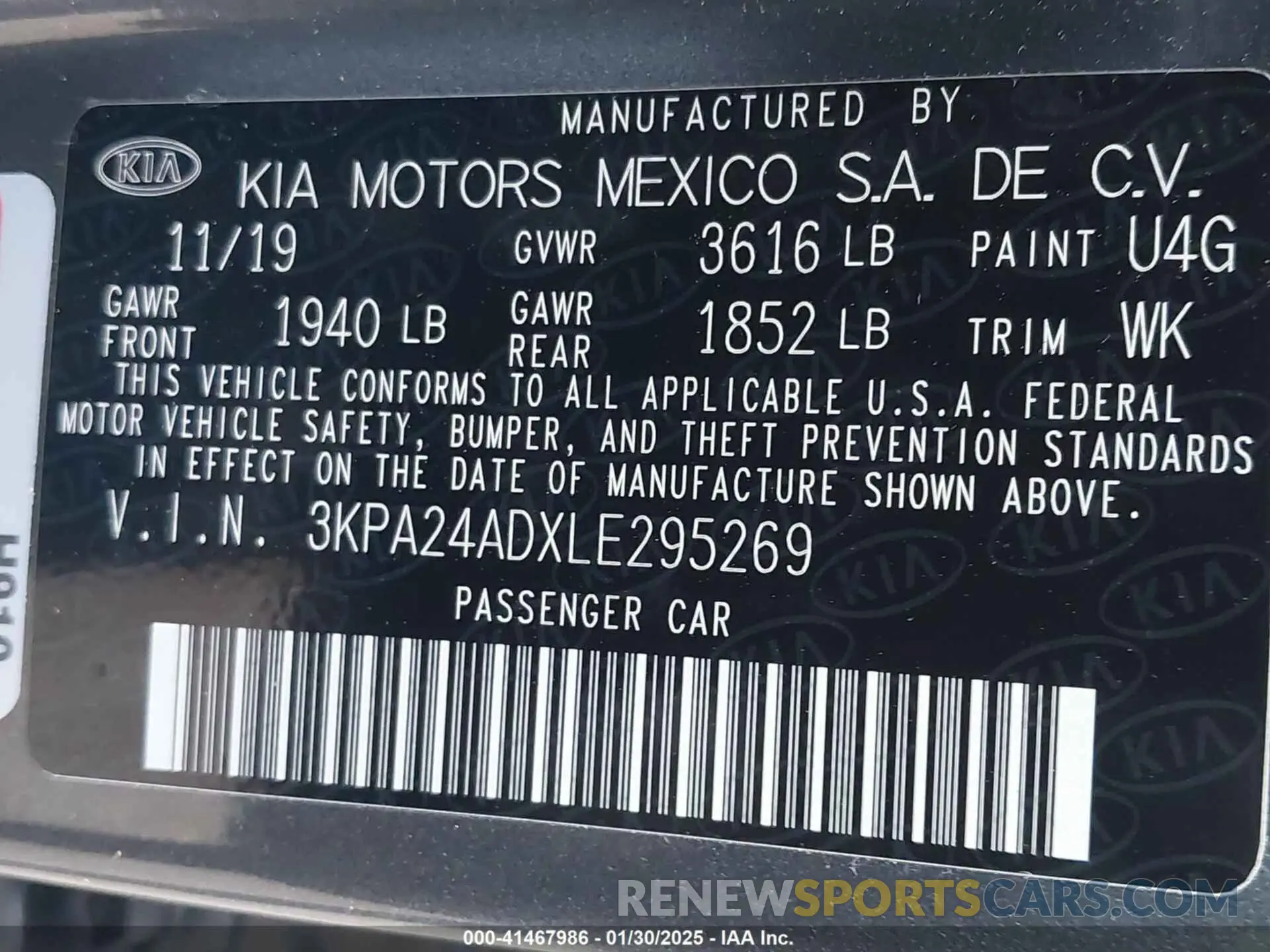 9 Photograph of a damaged car 3KPA24ADXLE295269 KIA RIO 2020