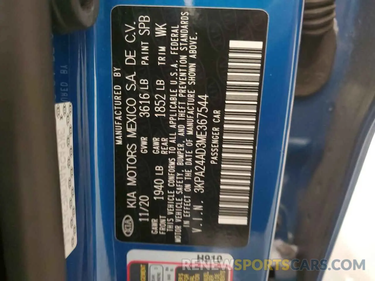 12 Фотография поврежденного автомобиля 3KPA24AD3ME367544 KIA RIO 2021