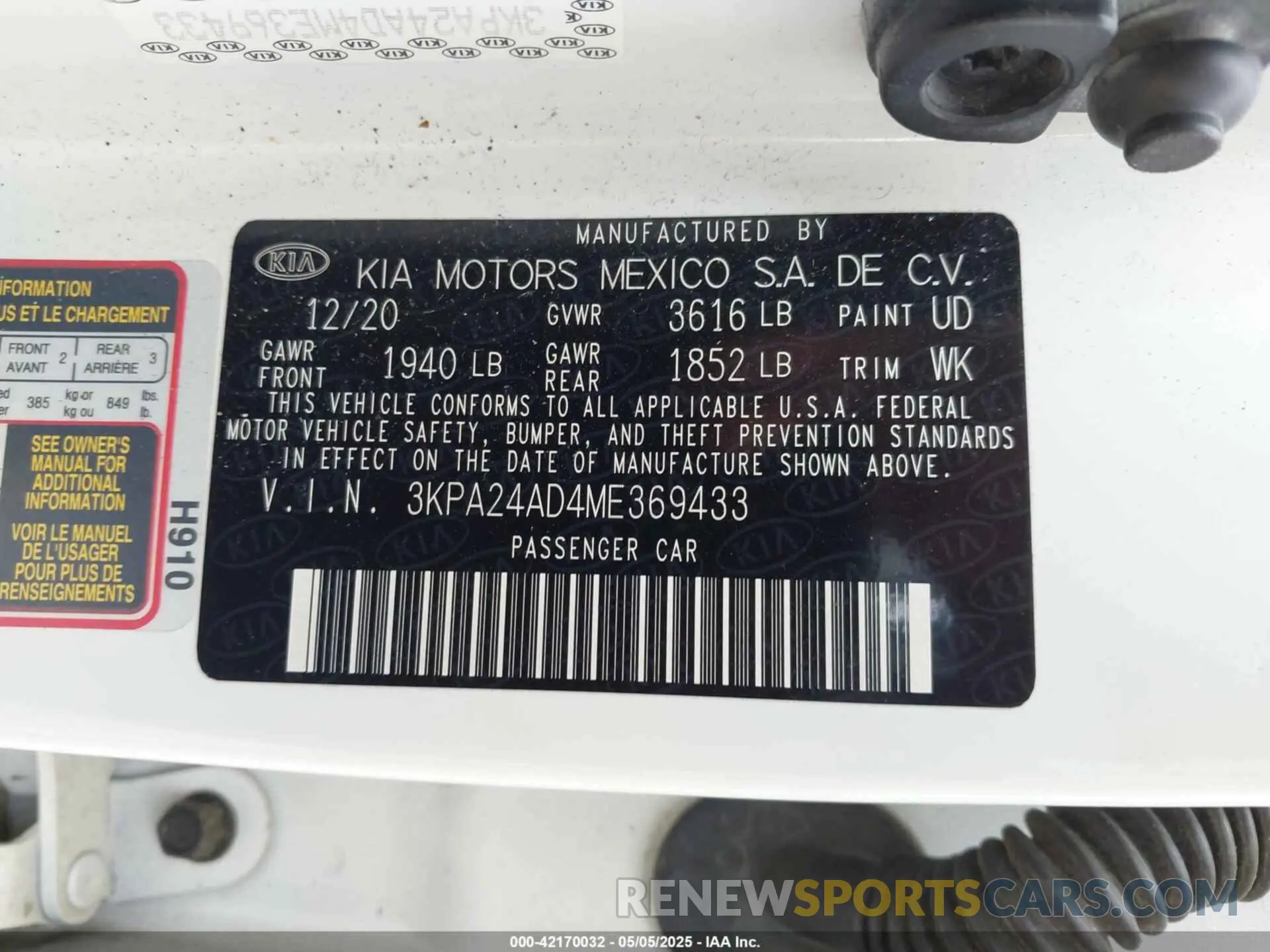9 Фотография поврежденного автомобиля 3KPA24AD4ME369433 KIA RIO 2021