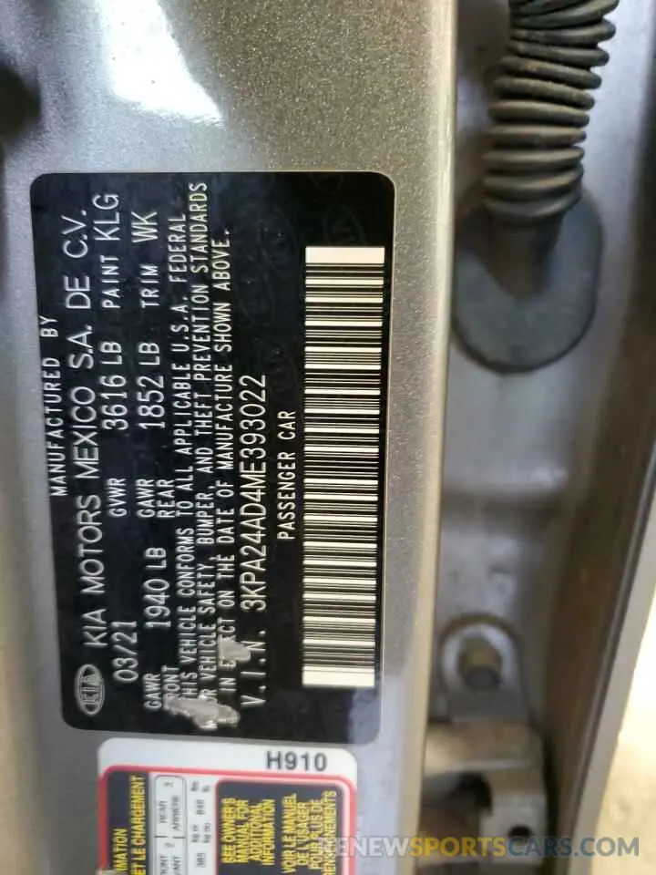 13 Photograph of a damaged car 3KPA24AD4ME393022 KIA RIO 2021
