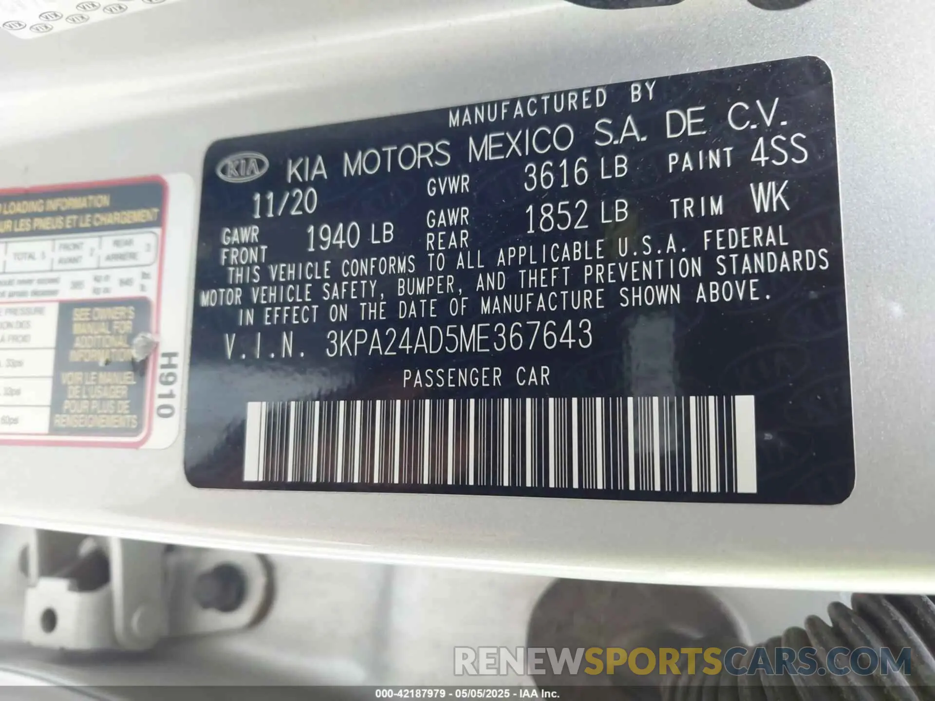 9 Photograph of a damaged car 3KPA24AD5ME367643 KIA RIO 2021