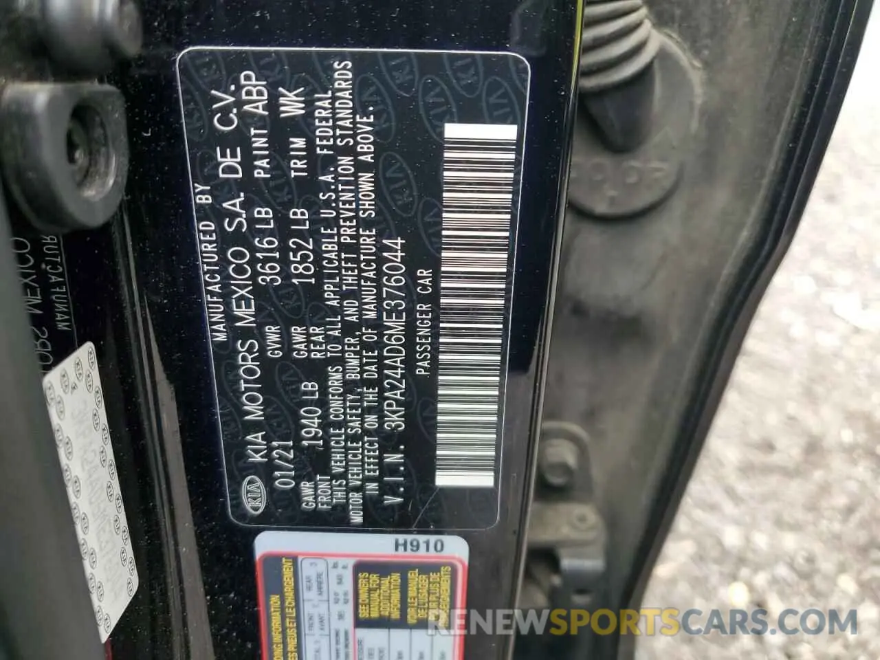 13 Photograph of a damaged car 3KPA24AD6ME376044 KIA RIO 2021