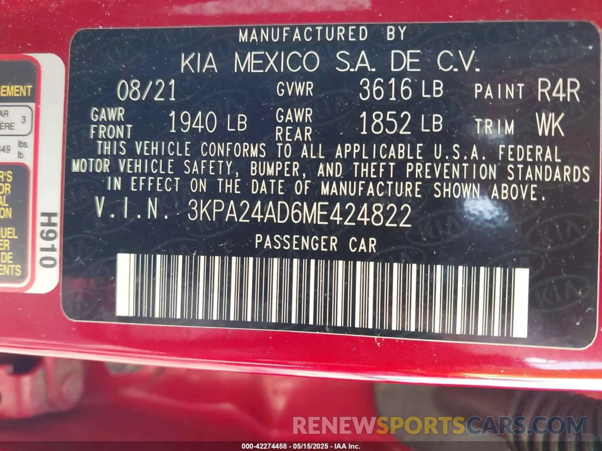 9 Фотография поврежденного автомобиля 3KPA24AD6ME424822 KIA RIO 2021
