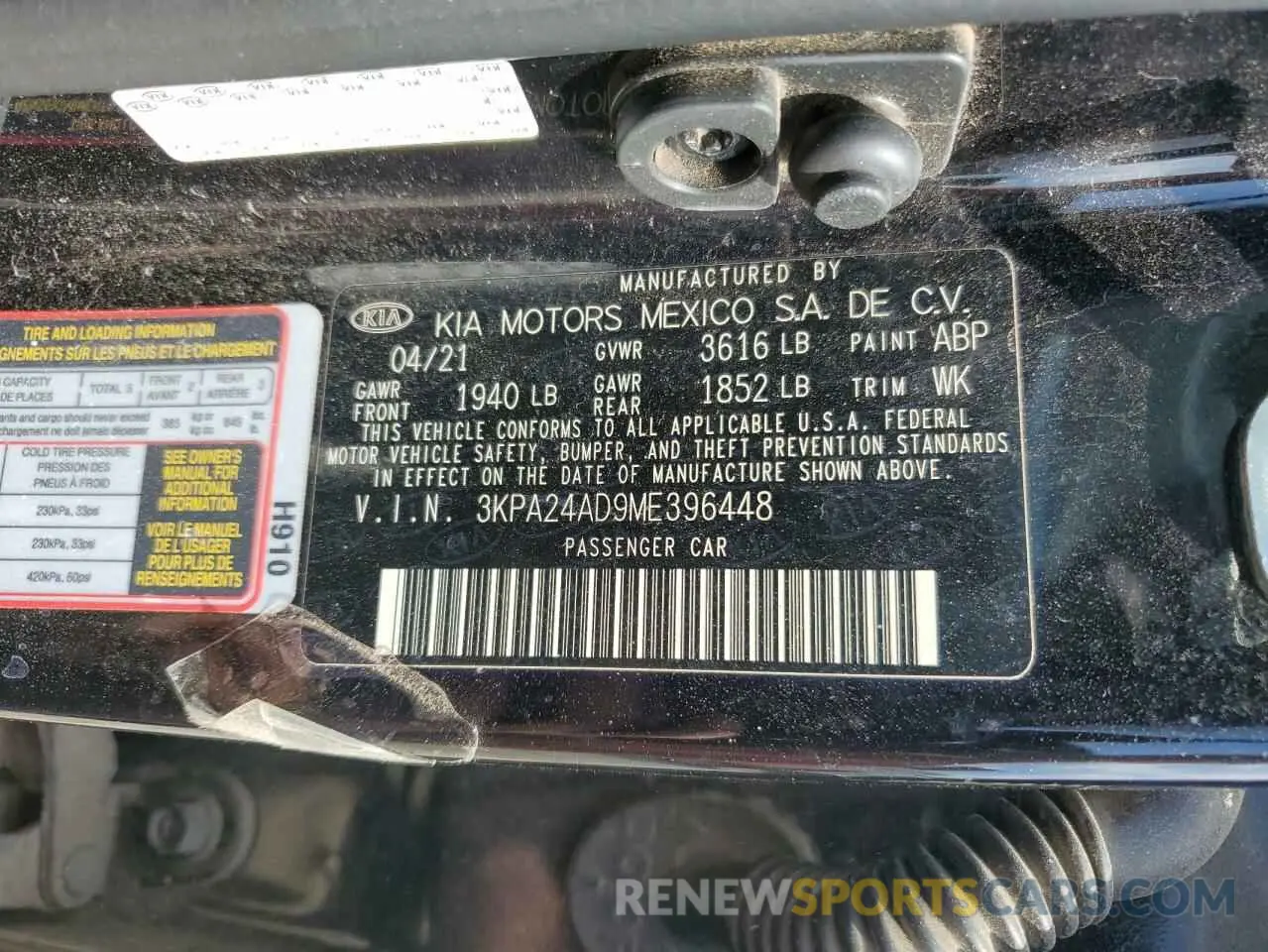 12 Photograph of a damaged car 3KPA24AD9ME396448 KIA RIO 2021
