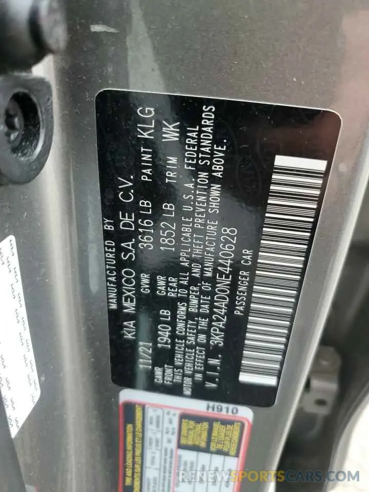 12 Photograph of a damaged car 3KPA24AD0NE440628 KIA RIO 2022