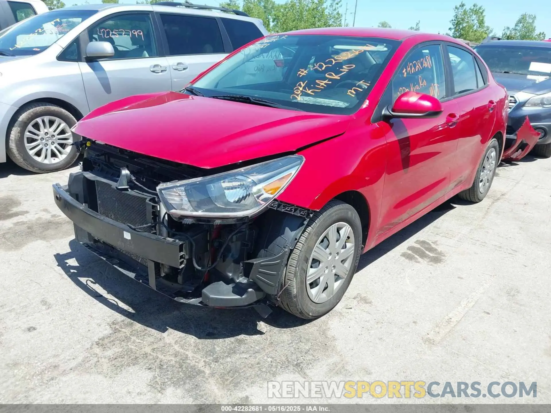 2 Photograph of a damaged car 3KPA24AD1NE432585 KIA RIO 2022