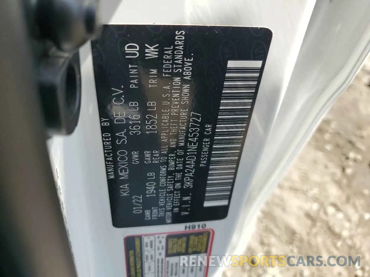 12 Фотография поврежденного автомобиля 3KPA24AD1NE453727 KIA RIO 2022