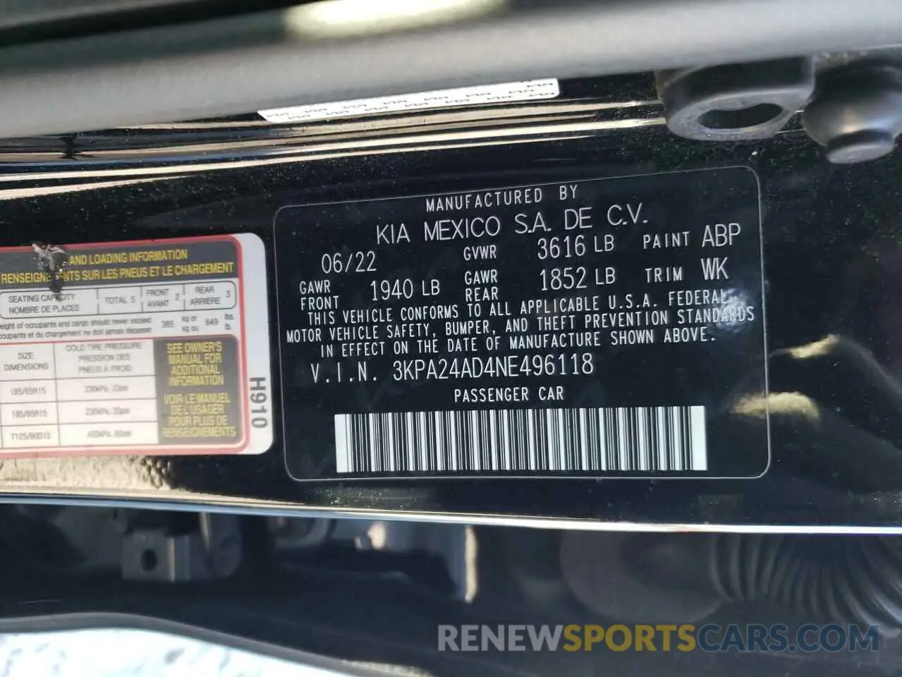 13 Photograph of a damaged car 3KPA24AD4NE496118 KIA RIO 2022